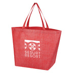 Non-Woven Shopper Tote Bag, Crosshatch - Red - Silk Screen