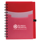 Notebook with Three Pockets - Red - Silk Screen