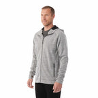 Odell Performance Knit Zip Hoodie with Thumb Holes for Men Transfer - Heather Charcoal - On Model 2