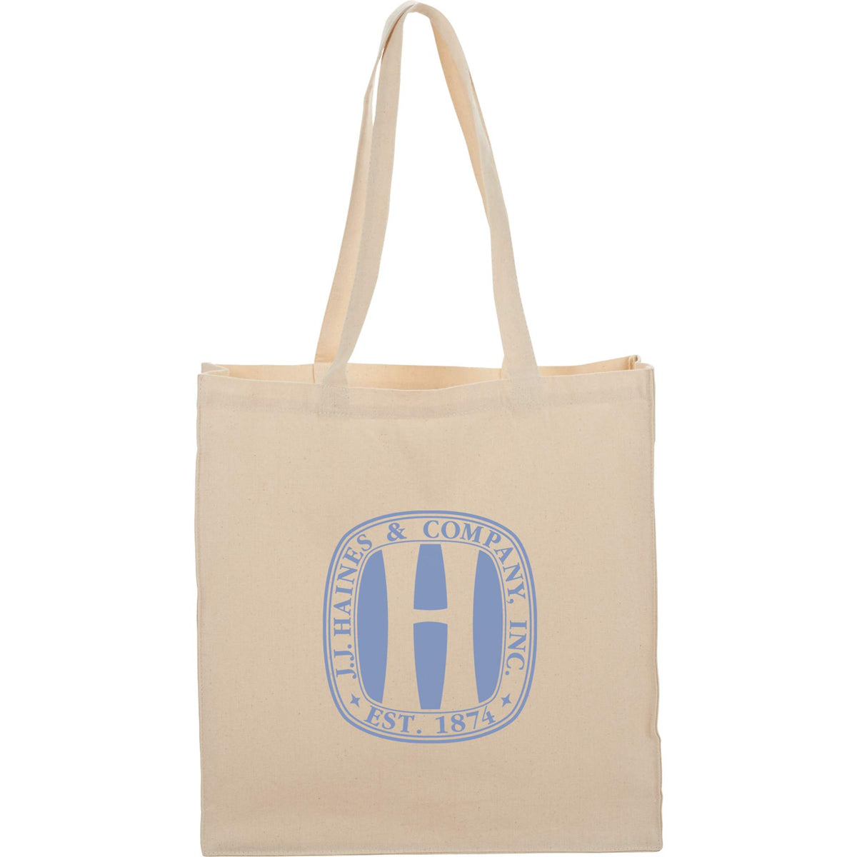 Odessa Gusseted Cotton Canvas Tote, 8 oz Embroidery - Natural - Front