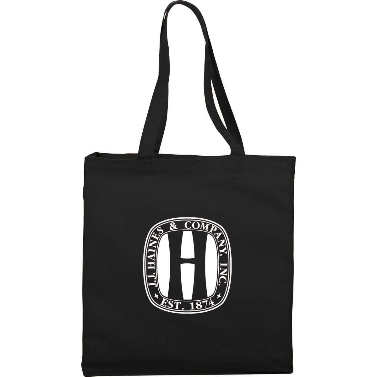Odessa Gusseted Cotton Canvas Tote, 8 oz Full Color - Black - Front