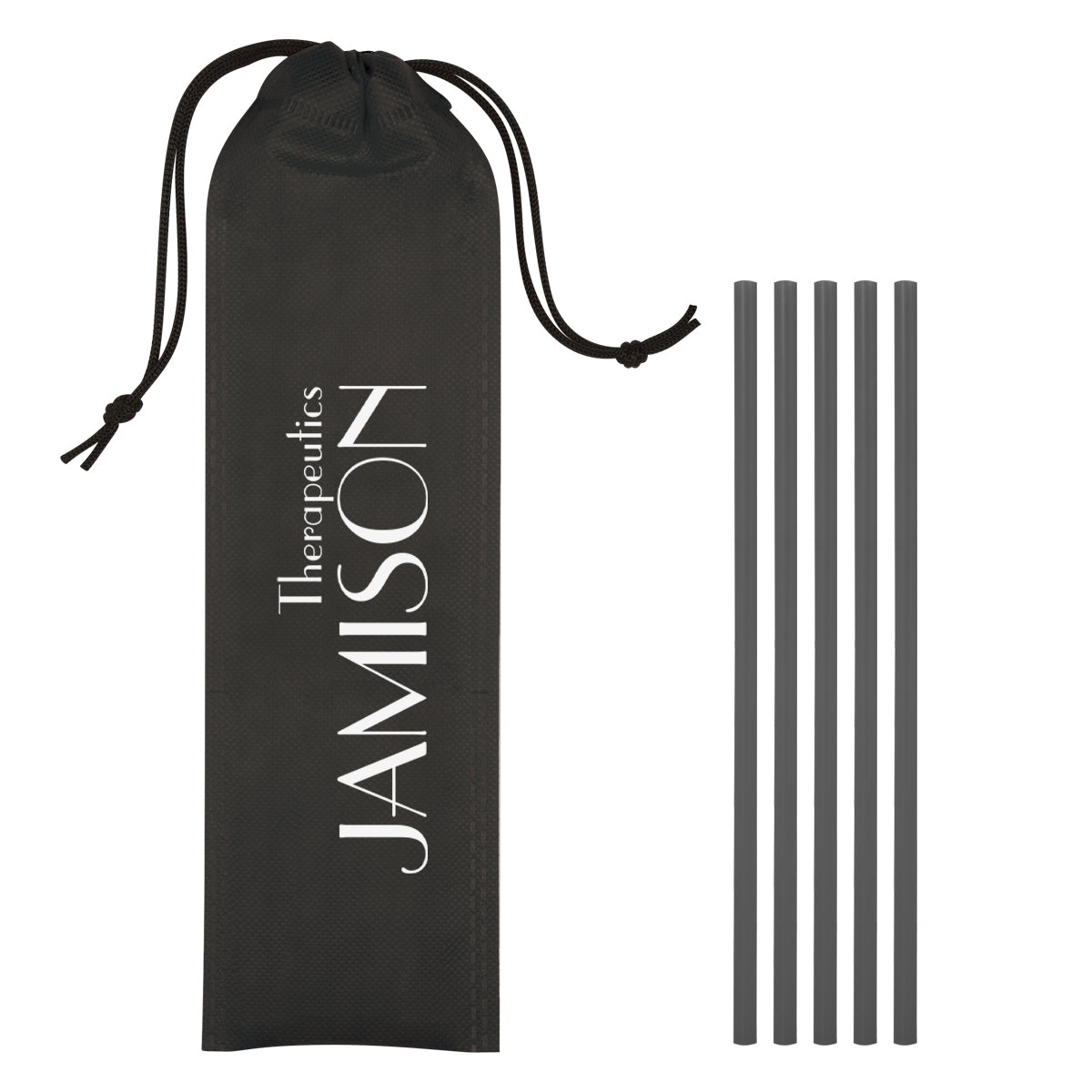 On the Go Straws with Pouch, Five Pack - Black - Silk Screen