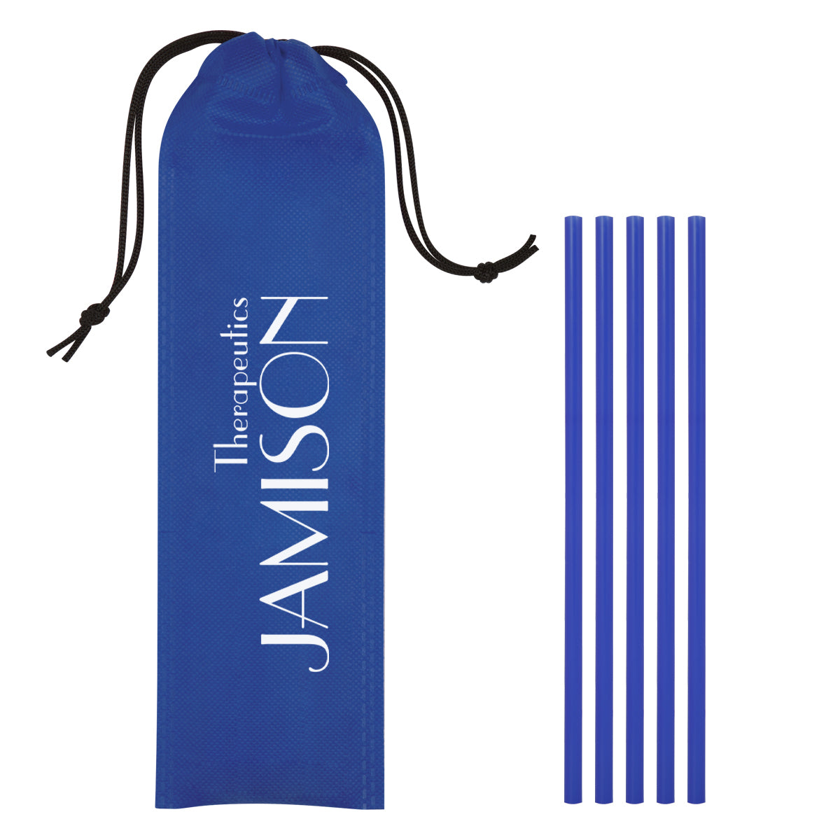 On the Go Straws with Pouch, Five Pack - Blue - Silk Screen