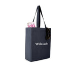 Open Top Cotton Canvas Tote, 9 oz Embroidery - Navy Blue - View 1