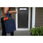 Open Top Cotton Canvas Tote, 9 oz Embroidery - Navy Blue - View 3