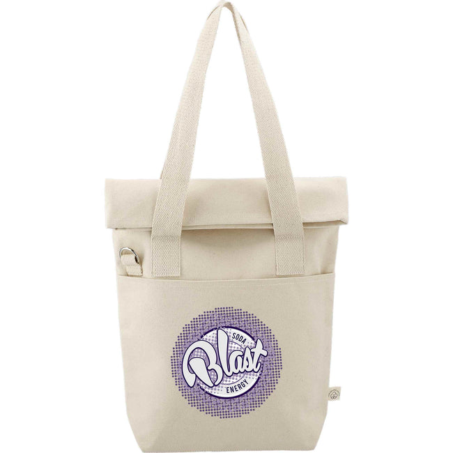 Organic Cotton Commuter Tote with Flap, 16 oz Full Color