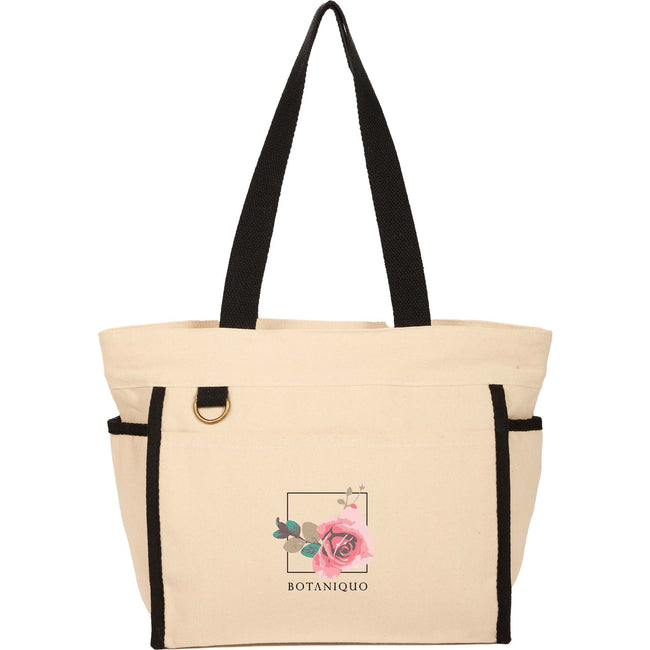 Organic Cotton Tote with Black Trim, 10 oz Full Color
