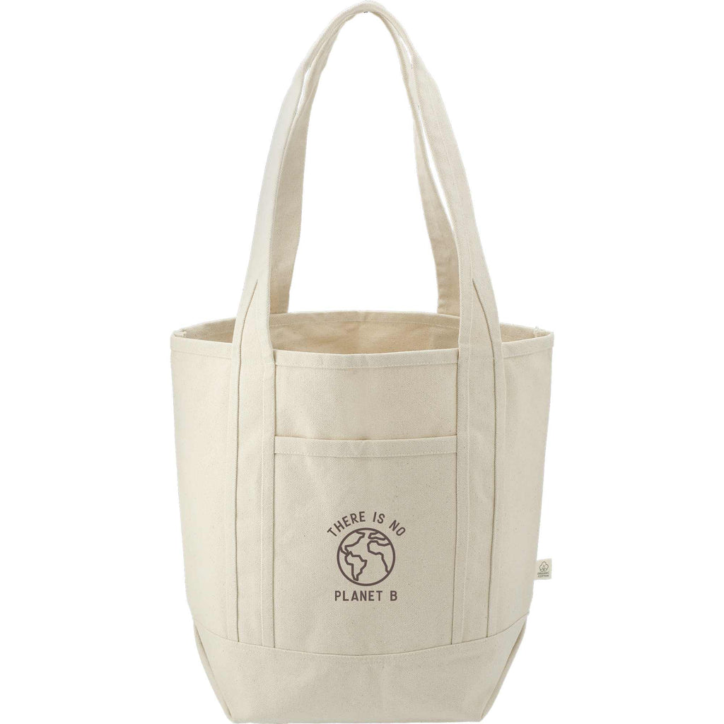 Organic Cotton Tote with Slash Pocket, 14 oz Embroidery - Natural - Front