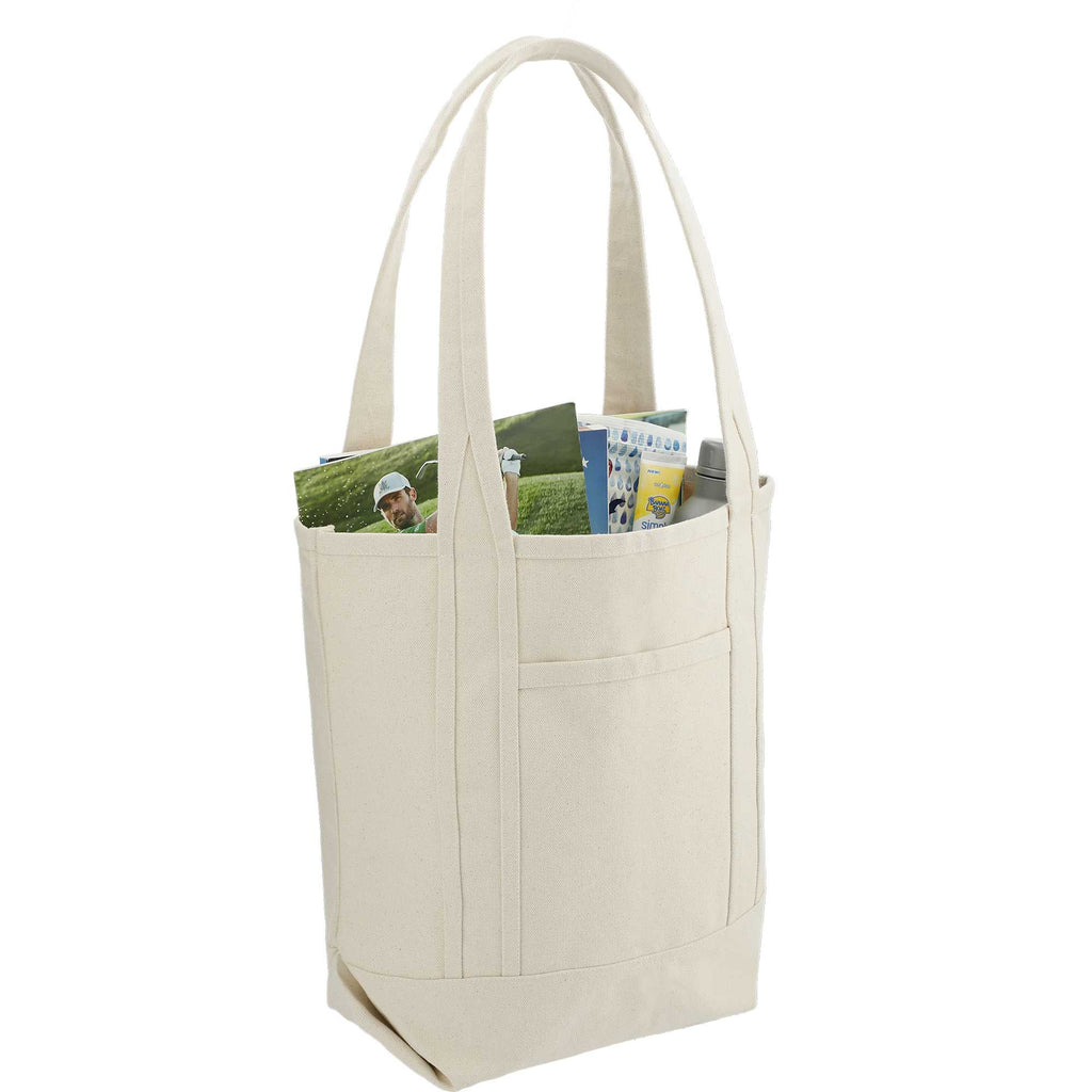 Organic Cotton Tote with Slash Pocket, 14 oz Embroidery - Natural - Right Angle 4