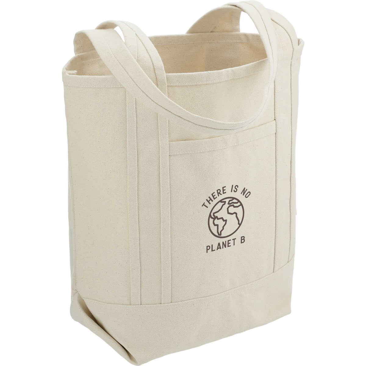 Organic Cotton Tote with Slash Pocket, 14 oz Embroidery - Natural - Right Angle
