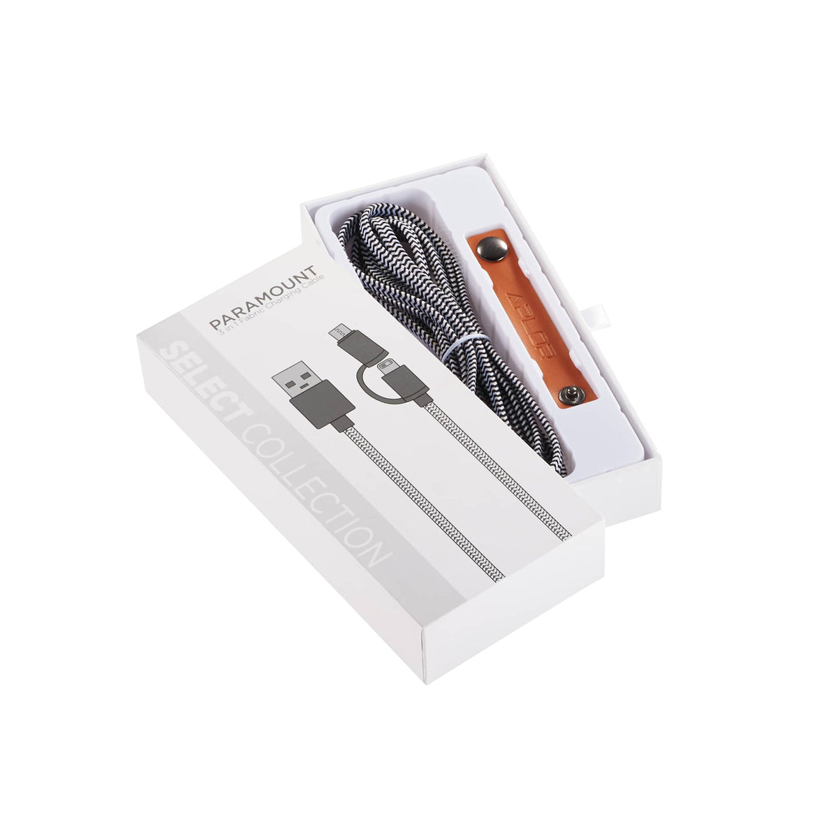 Paramount Canvas 3-in-1 Charging Cable, 110 Inch - Black - Front