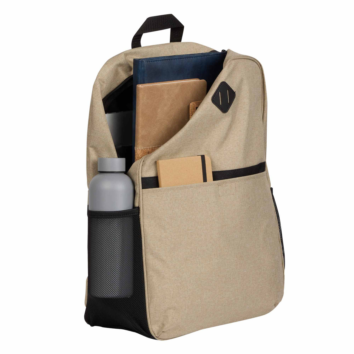 Parker Recycled Laptop Backpack, 17 Inch Transfer - Tan - Propped
