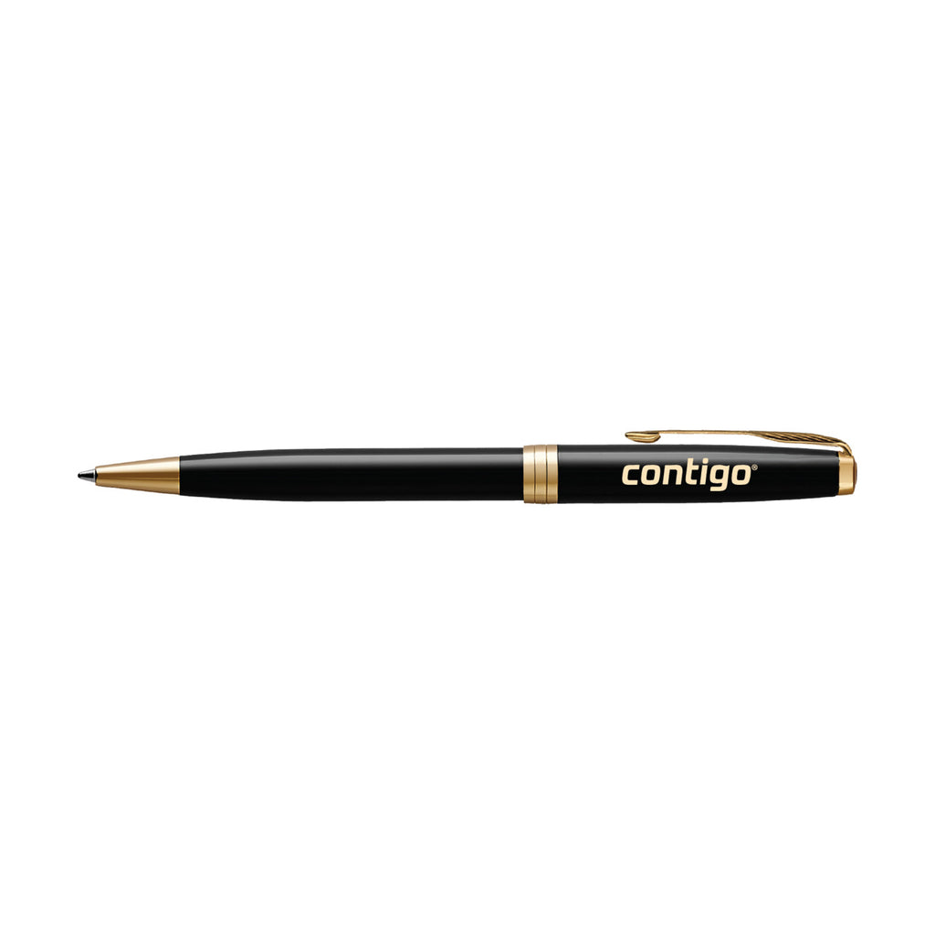 Parker Sonnet Ballpoint Pen in a Gift Box Laser Engraving - Black - Gold Trim - View 1