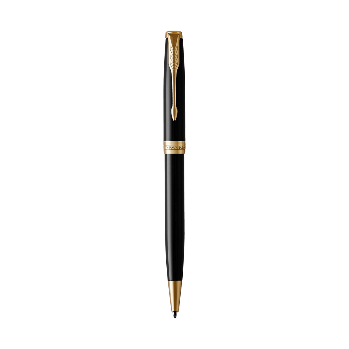 Parker Sonnet Ballpoint Pen in a Gift Box Laser Engraving - Black - Gold Trim - View 2