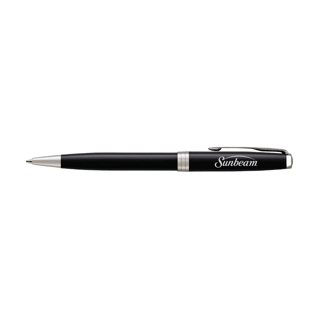 Parker Sonnet Ballpoint Pen in a Gift Box Laser Engraving - Black - Silver Trim - View 1