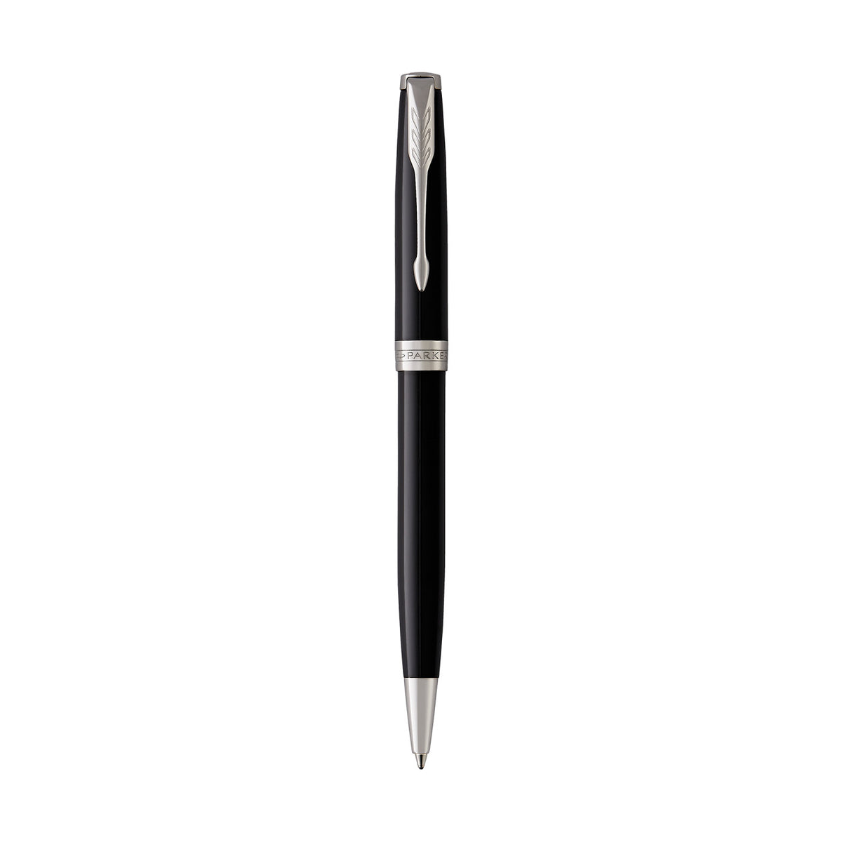 Parker Sonnet Ballpoint Pen in a Gift Box Laser Engraving - Black - Silver Trim - View 2