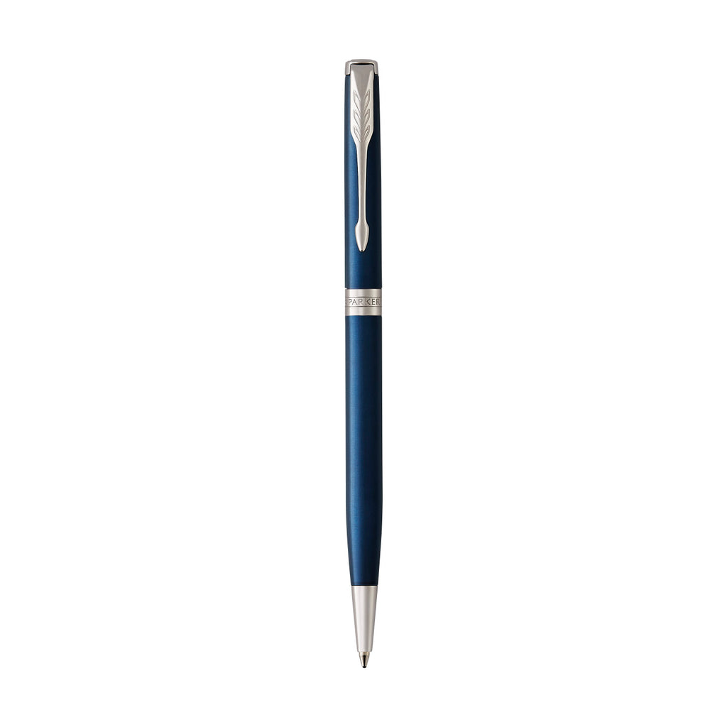 Parker Sonnet Ballpoint Pen in a Gift Box Laser Engraving - Blue - Chrome - View 1