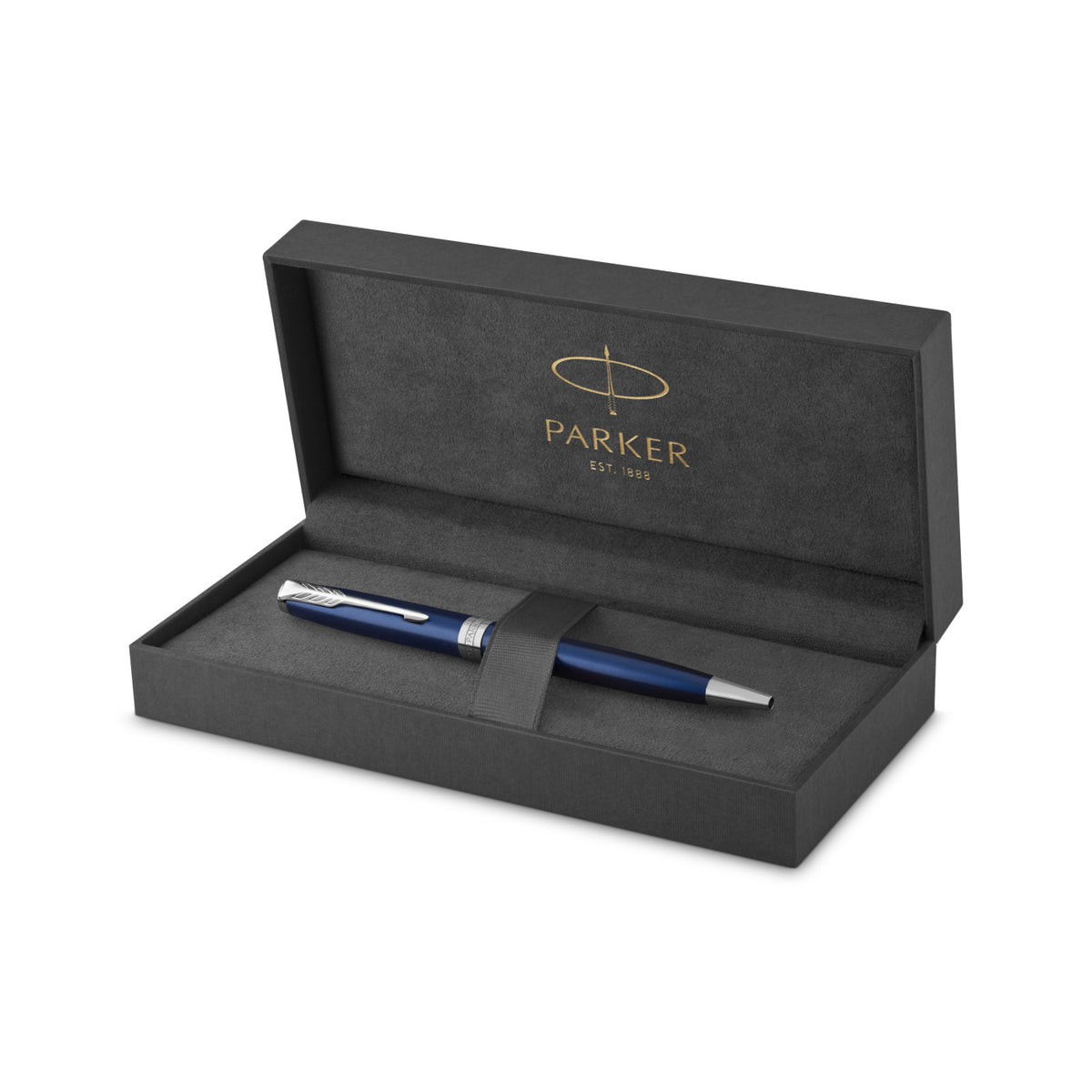 Parker Sonnet Ballpoint Pen in a Gift Box Laser Engraving - Blue - Chrome - View 4