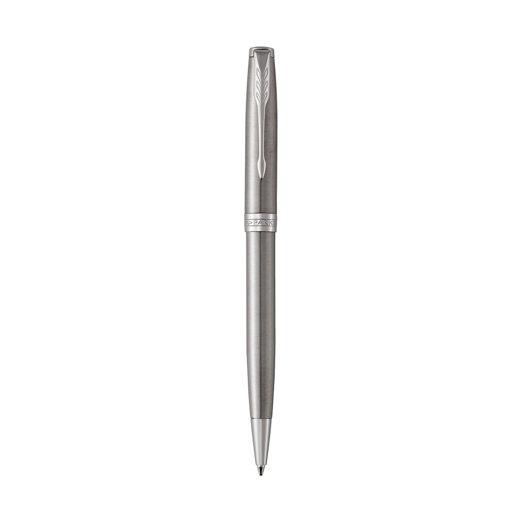Parker Sonnet Ballpoint Pen in a Gift Box Laser Engraving - Stainless Steel - Silver Trim - View 2