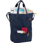 Parks Backpack in Recycled 900D Polyester Embroidery - Navy - Propped 2