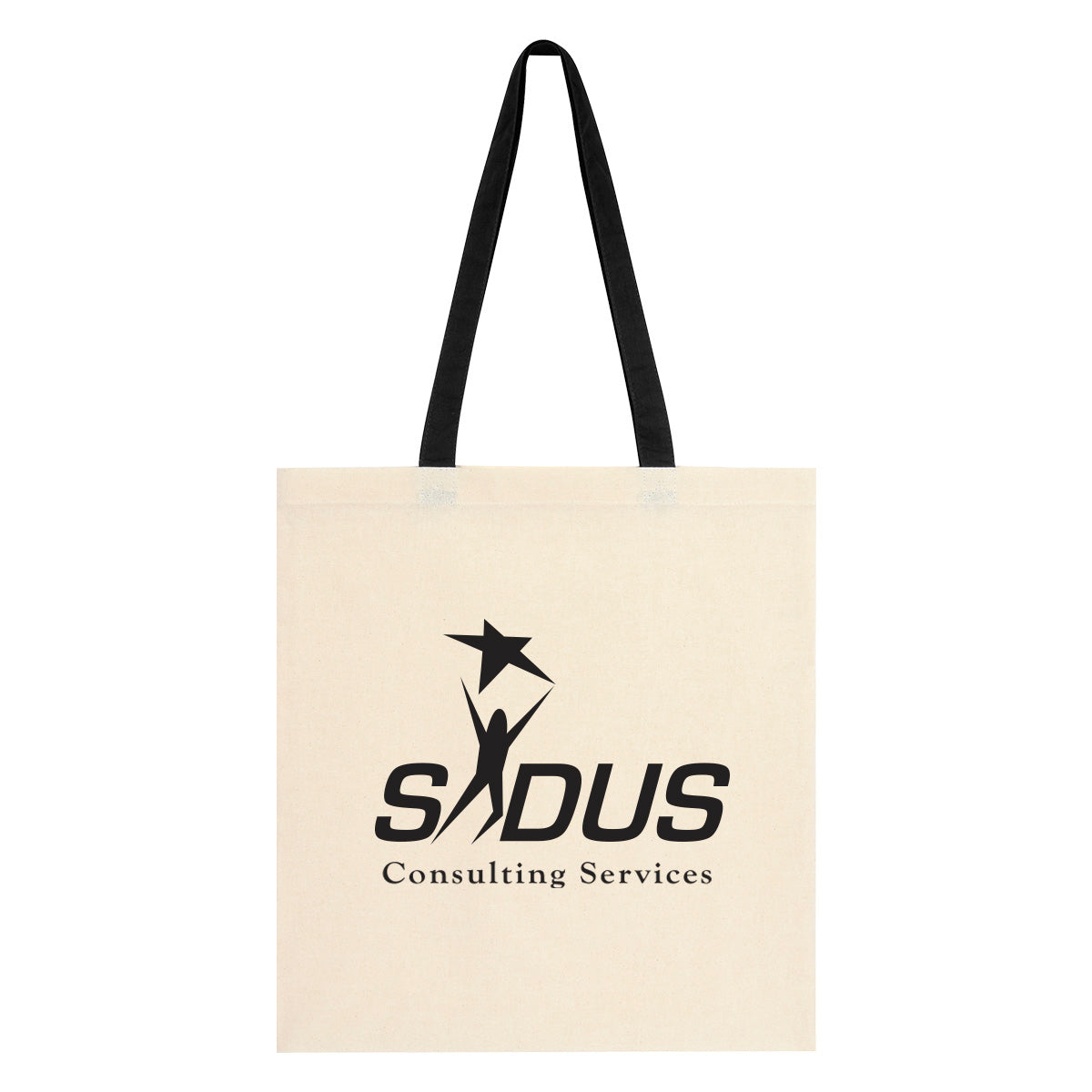 Penny Wise Cotton Canvas Tote Bag, 4 oz - Natural with Black - Silk Screen