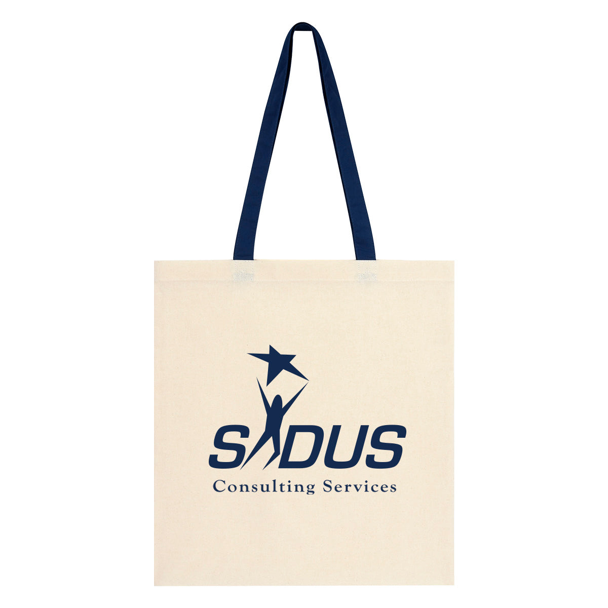 Penny Wise Cotton Canvas Tote Bag, 4 oz - Navy - Silk Screen