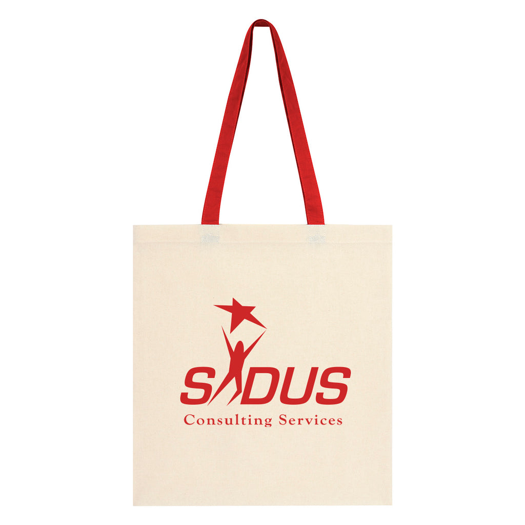 Penny Wise Cotton Canvas Tote Bag, 4 oz - Red - Silk Screen