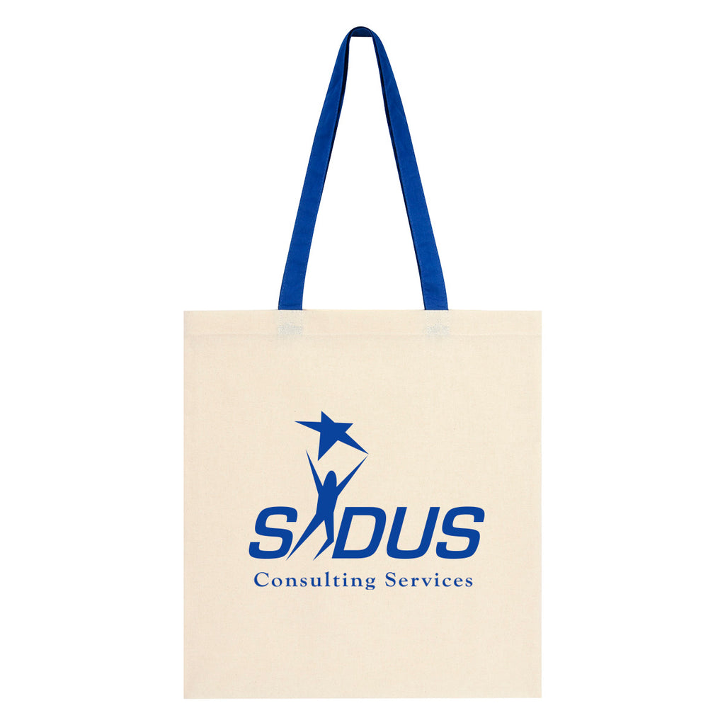 Penny Wise Cotton Canvas Tote Bag, 4 oz - Royal Blue - Silk Screen