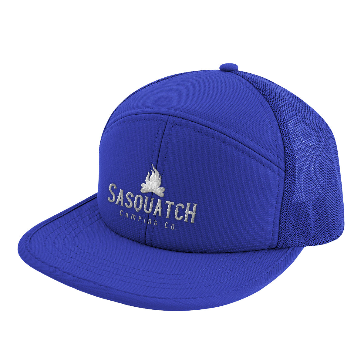 Performance Trucker Cap, 7 Panel - Royal Blue - Embroidery