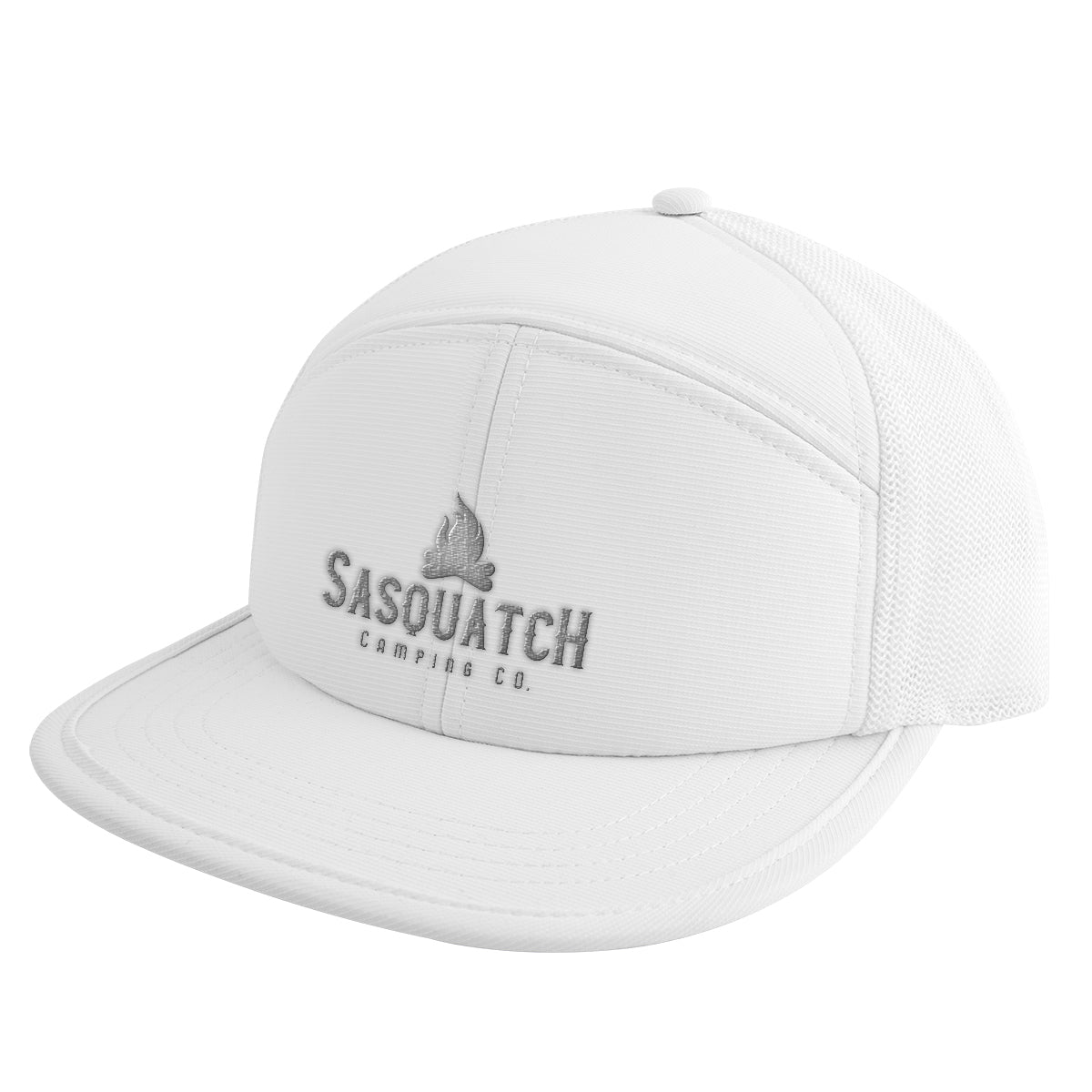 Performance Trucker Cap, 7 Panel - White - Embroidery