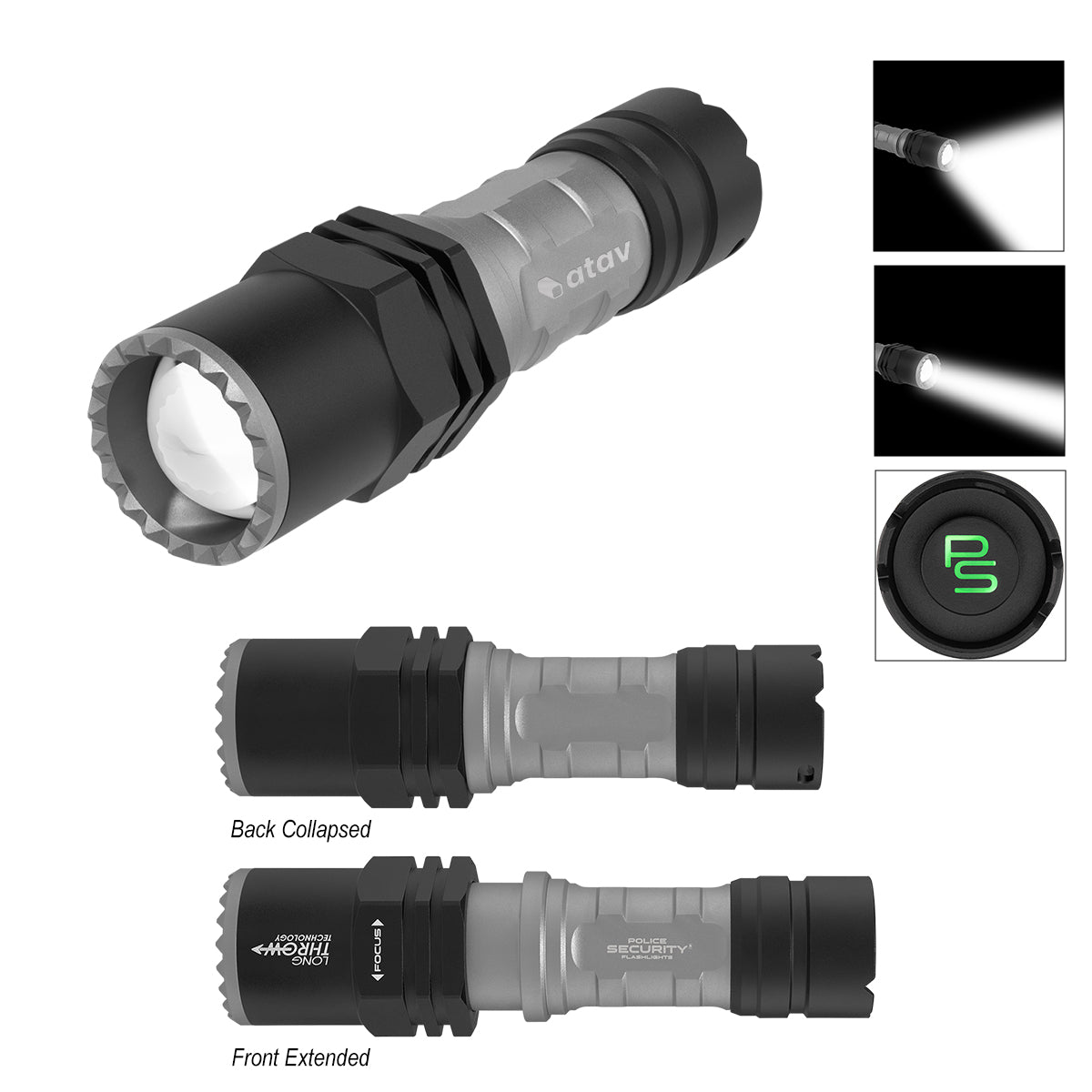 Police Security Long Throw Flashlight - Laser