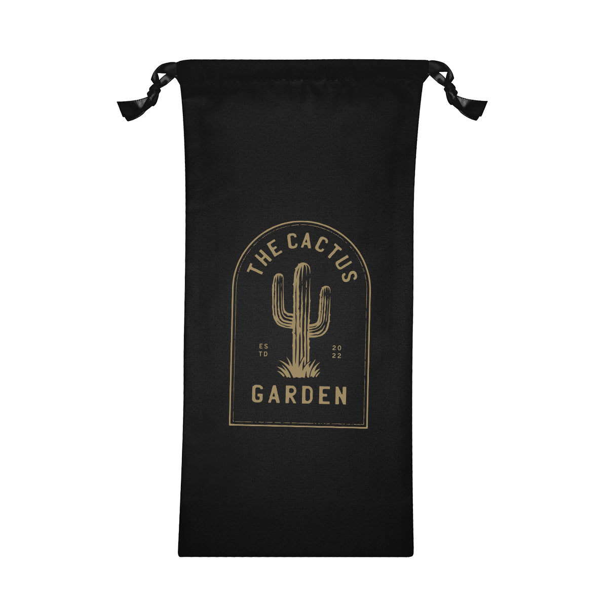 Polyester Pouch with Drawstring - Black - Silk Screen