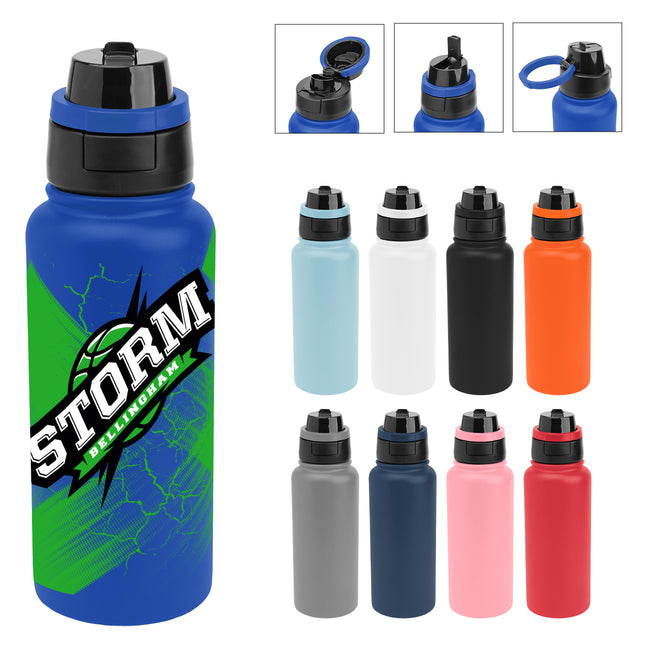 Pop Sip and Chug Recycled Stainless Steel Bottle in Full Color, 32 oz