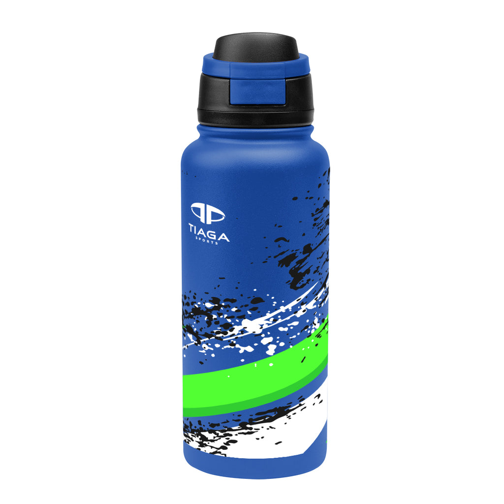 Pop Sip Recycled Stainless Steel Bottle in Full Color, 32 oz - Blue - Megabrite
