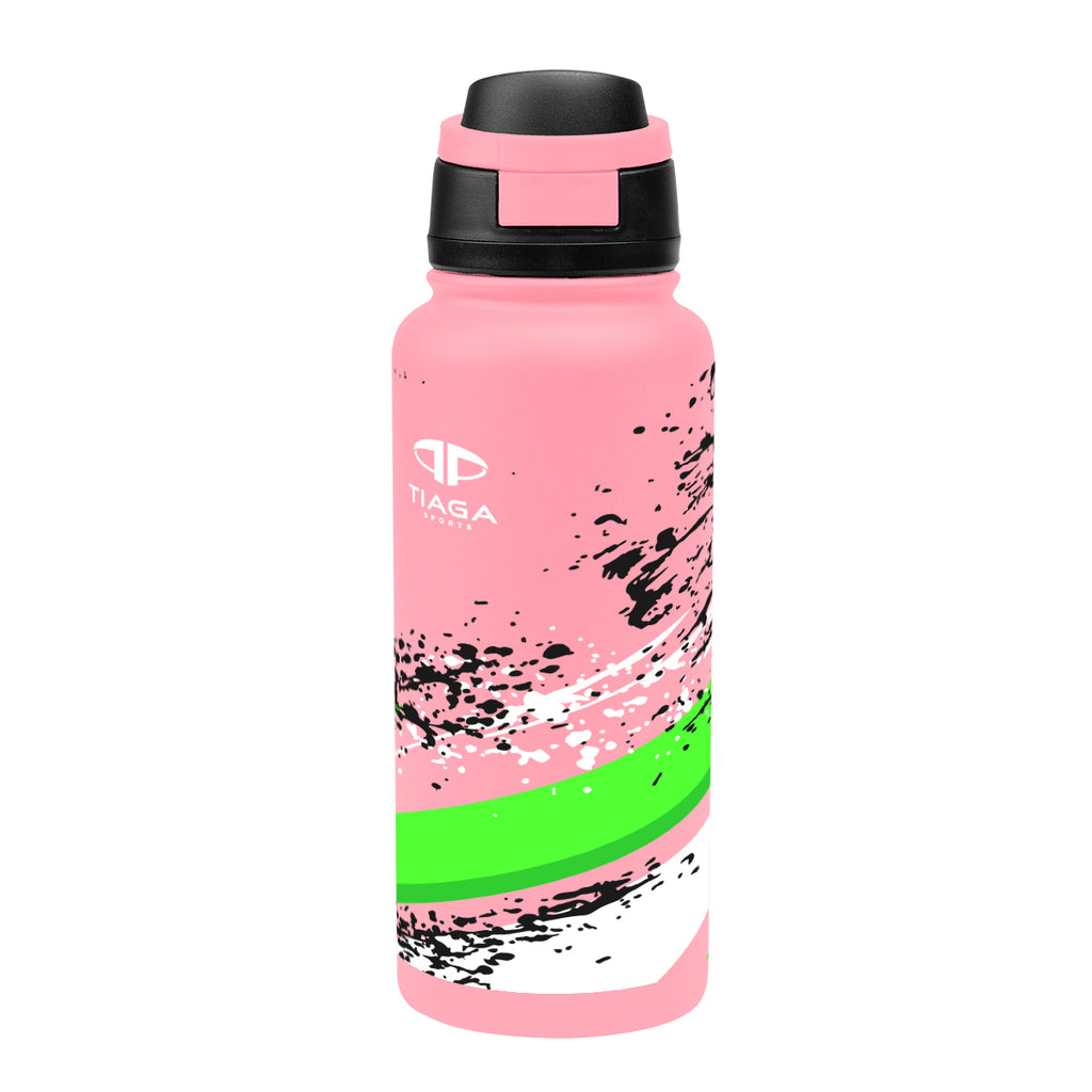 Pop Sip Recycled Stainless Steel Bottle in Full Color, 32 oz - Pink - Megabrite