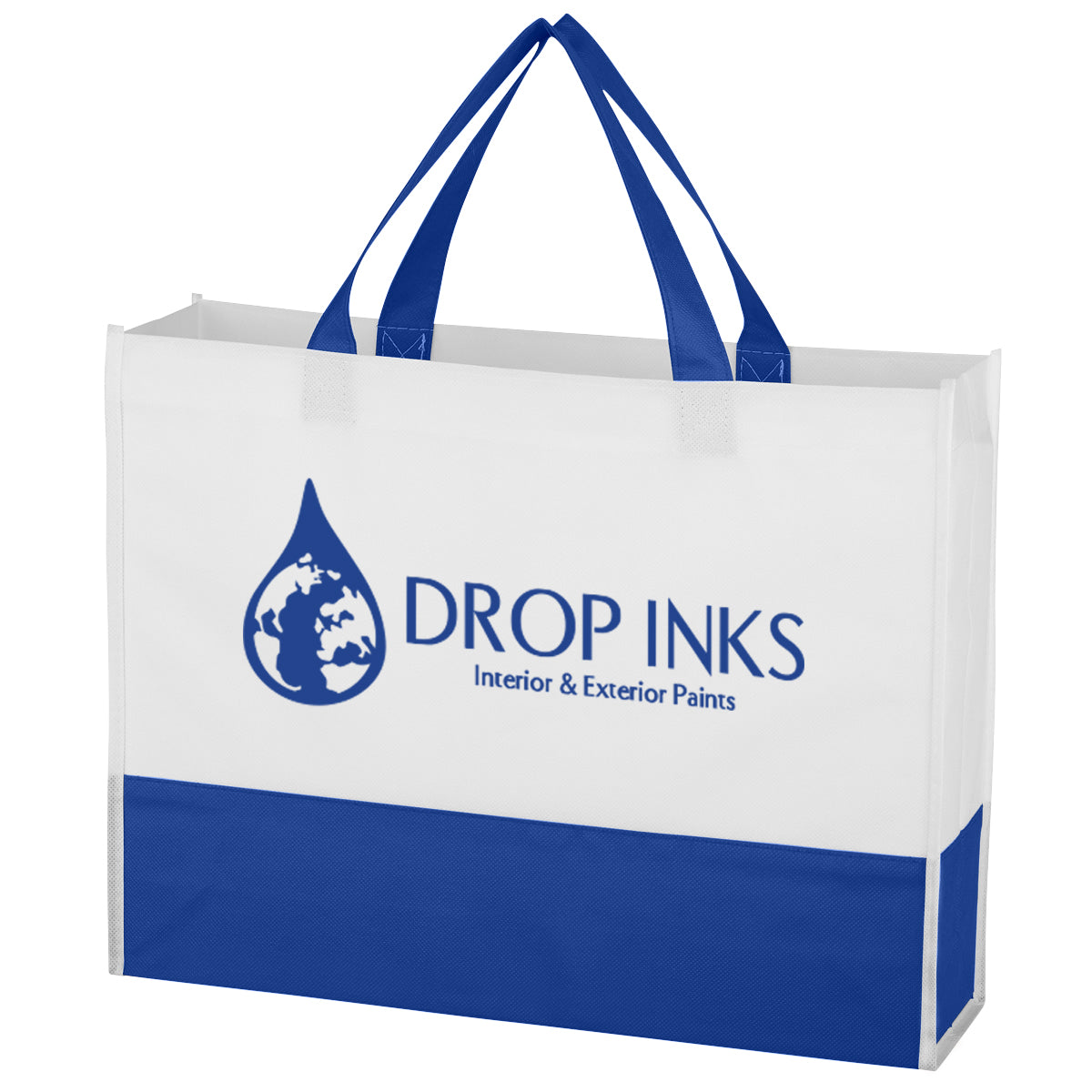 Prism Tote Bag, Non-Woven - Royal Blue Trim - Silk Screen