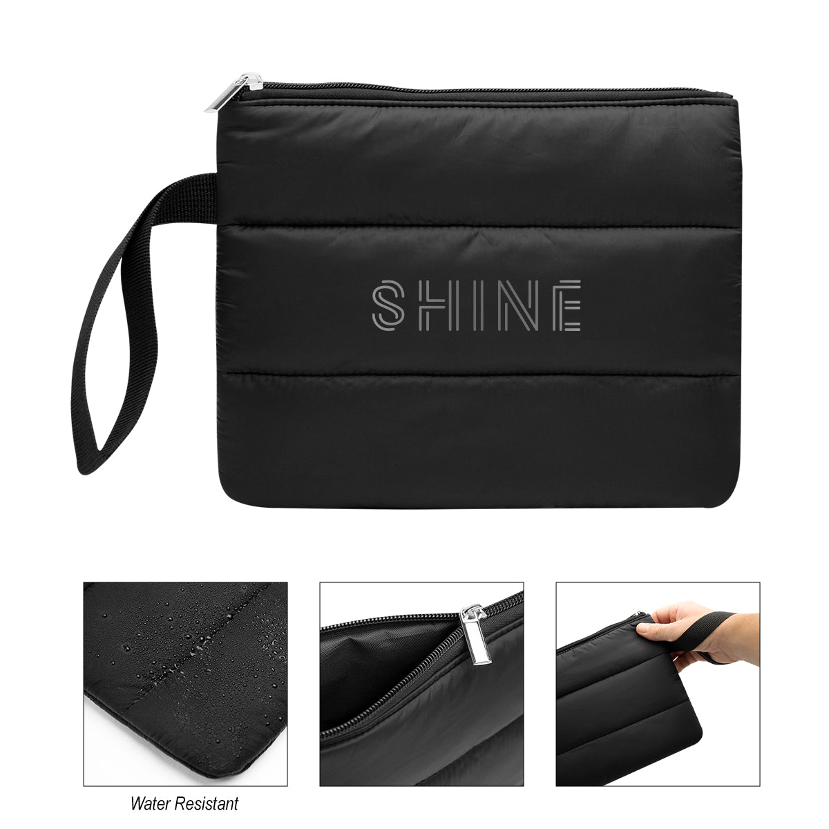 Puffer Wristlet Pouch, Luxe - Black - Colorbrite
