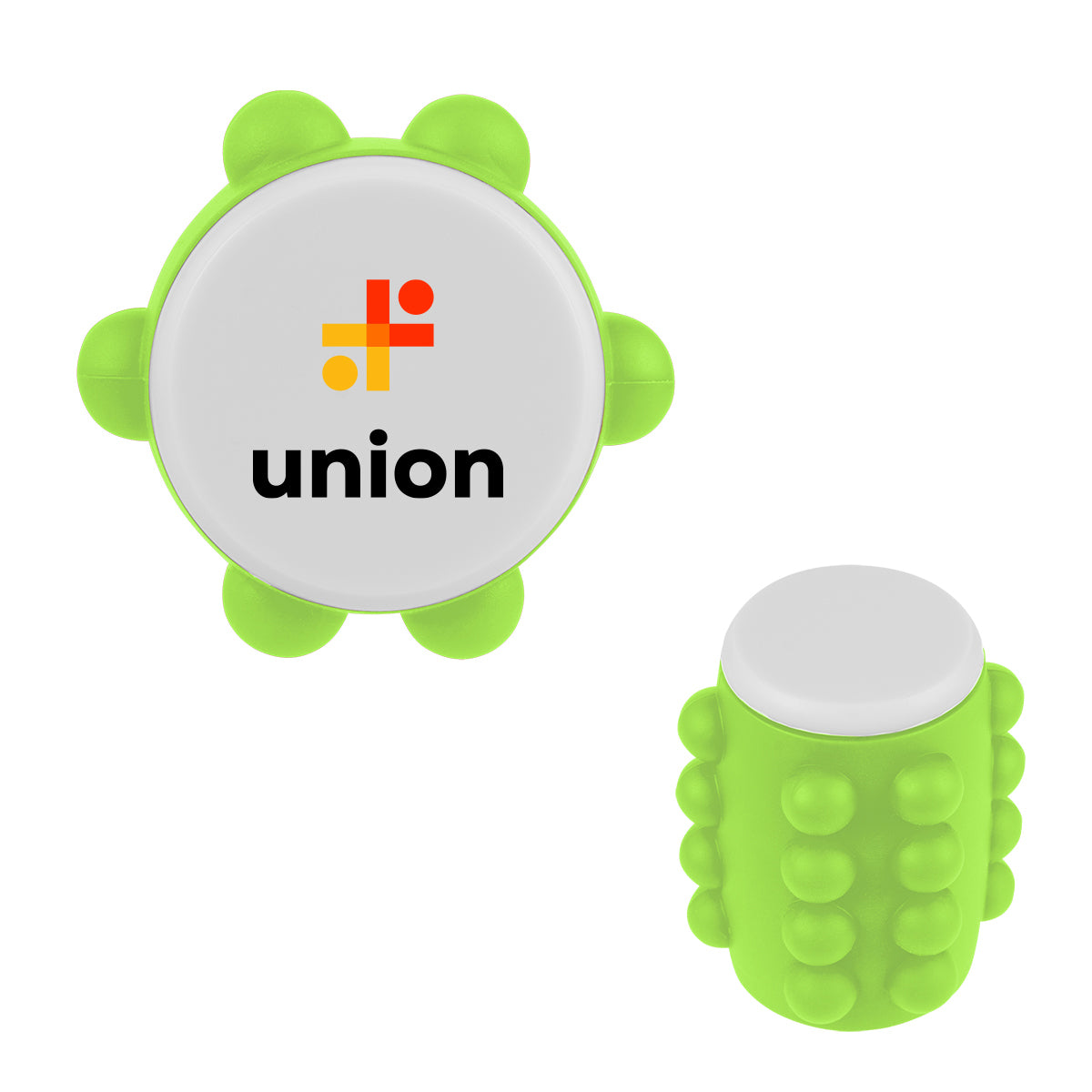 Push Pop Spinning Fidget Toy in Recycled ABS - Lime Green - Full Color
