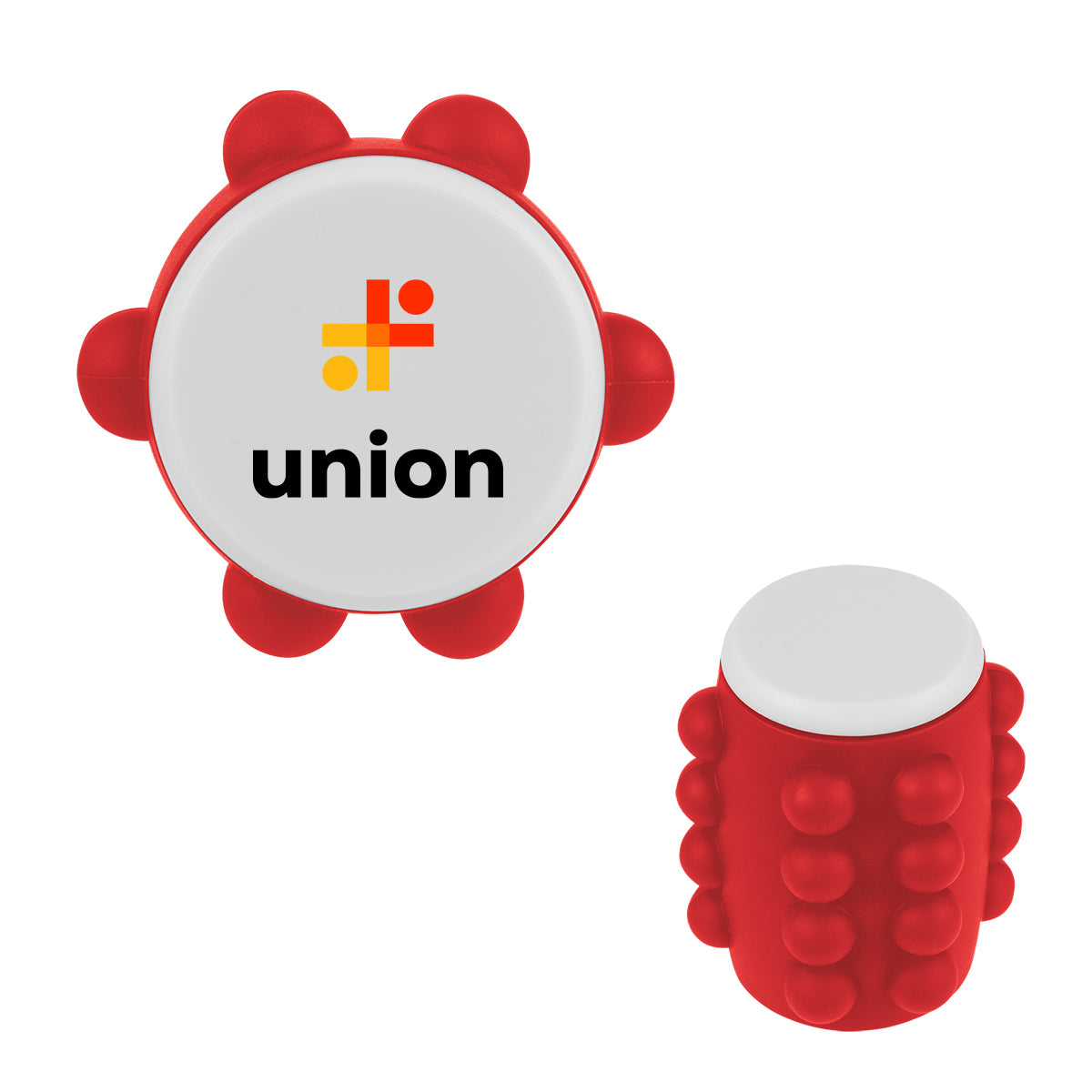 Push Pop Spinning Fidget Toy in Recycled ABS - Red - Full Color