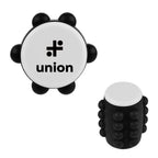 Push Pop Spinning Fidget Toy in Recycled ABS - White with Black - Pad Print