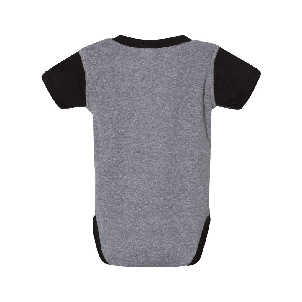 Rabbit Skins Infant Baby Rib Bodysuit Full Color - Granite Heather/ Black - Back