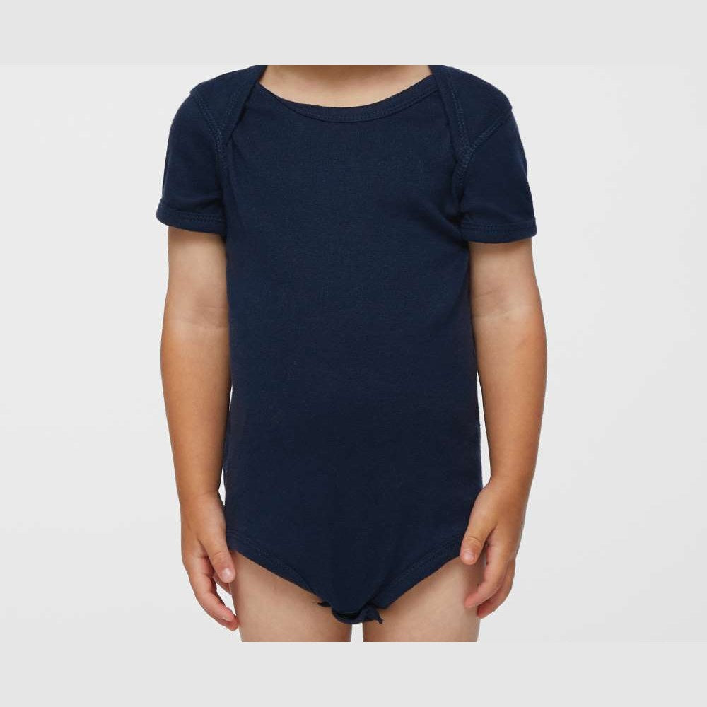 Rabbit Skins Infant Baby Rib Bodysuit Full Color - Navy - On Model Front