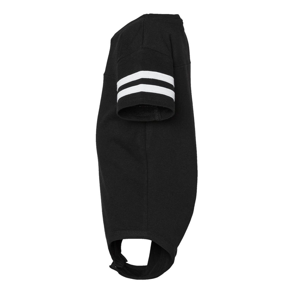 Rabbit Skins Infant Football Fine Jersey Bodysuit - Black Solid/ White - Direct Side