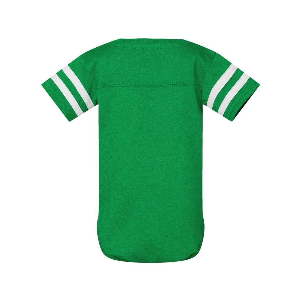 Rabbit Skins Infant Football Fine Jersey Bodysuit - Vintage Green/ White - Back