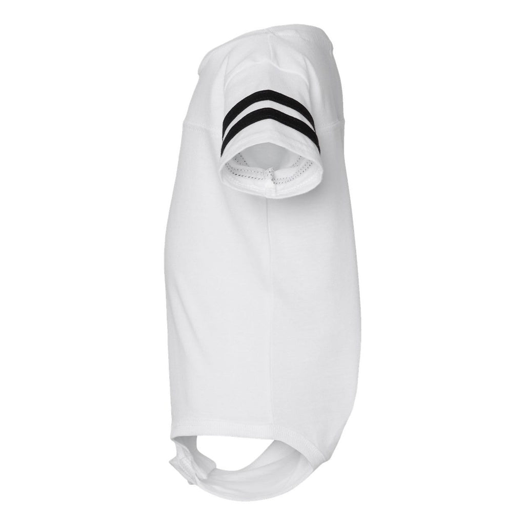 Rabbit Skins Infant Football Fine Jersey Bodysuit - White Solid/ Black - Direct Side