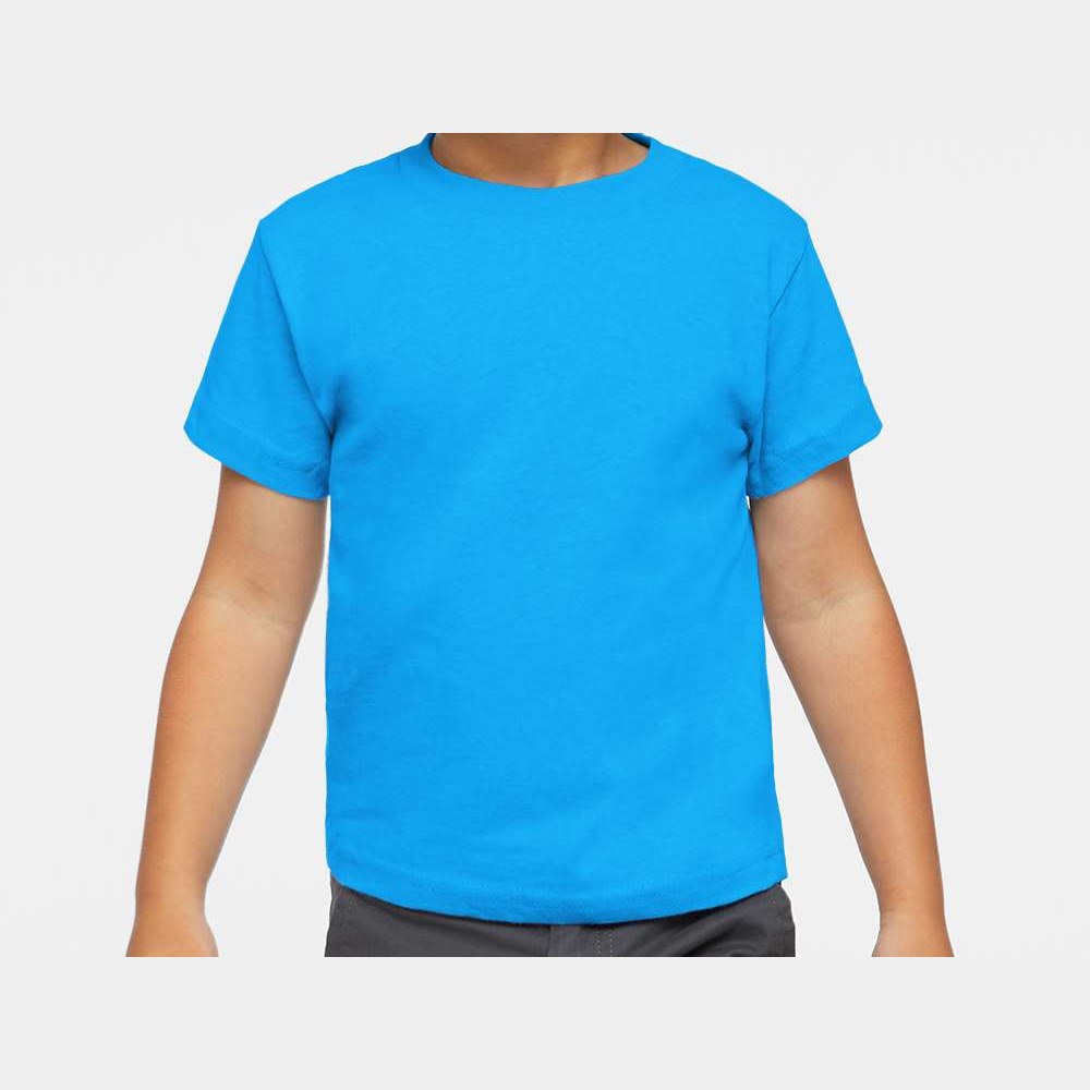 Rabbit Skins Toddler Cotton Jersey Tee - Turquoise - On Model Front