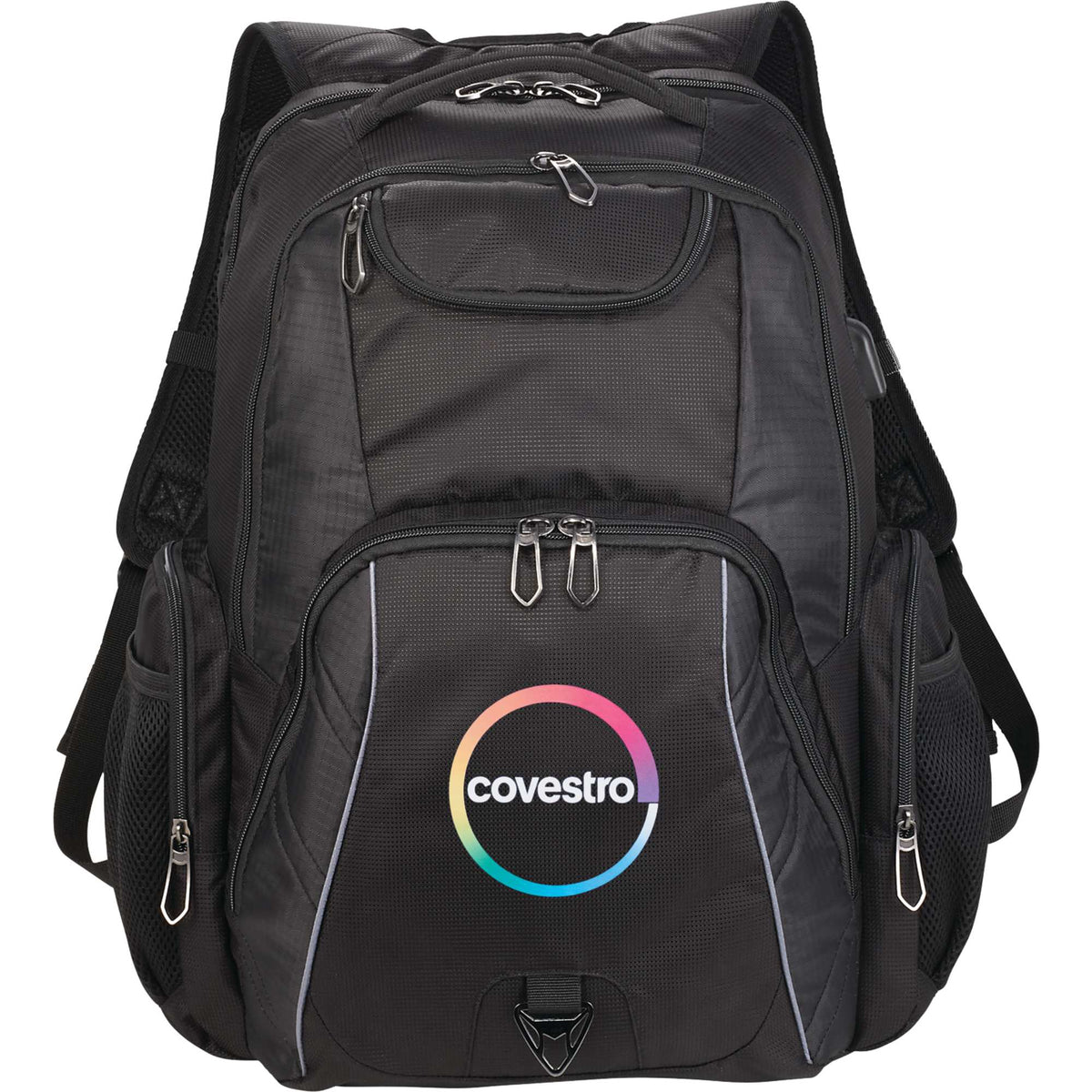 Rainier TSA Laptop Backpack with USB Port, 17 Inch Embroidery - Black - Front 3
