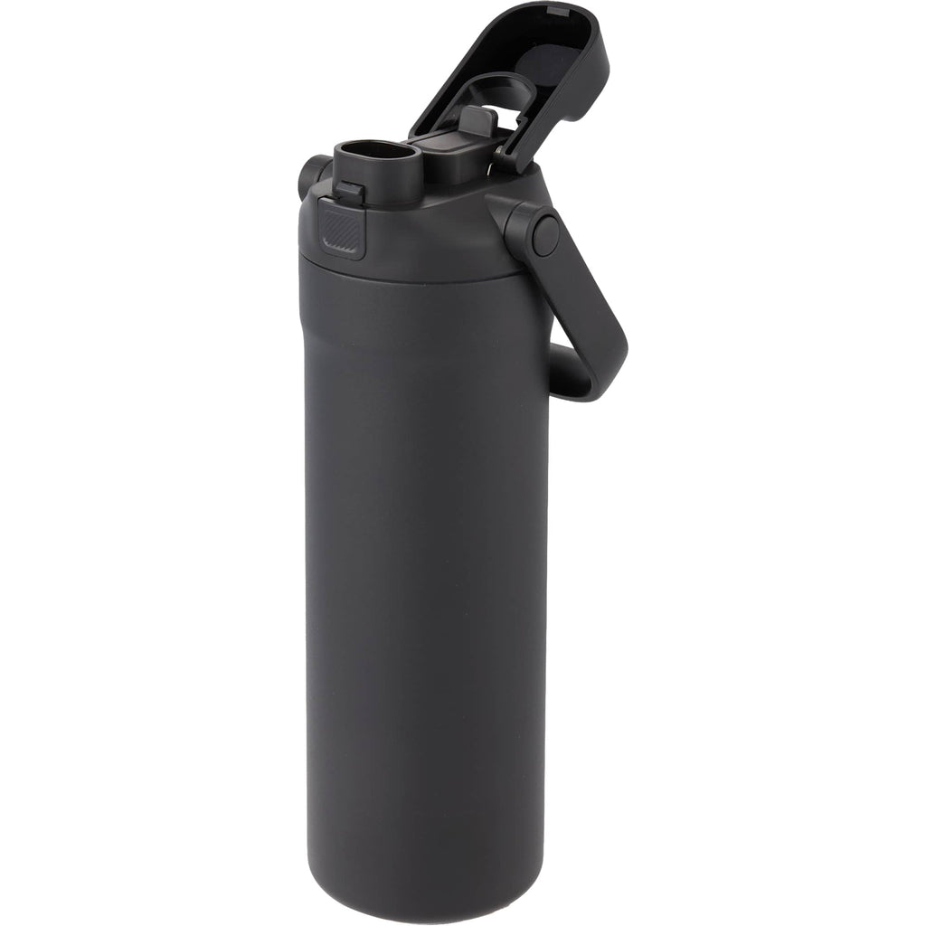 Ranier 2-in-1 Insulated Bottle with Straw and Chug Lid, 25 oz Laser Engraving - Black - Left Angle 2