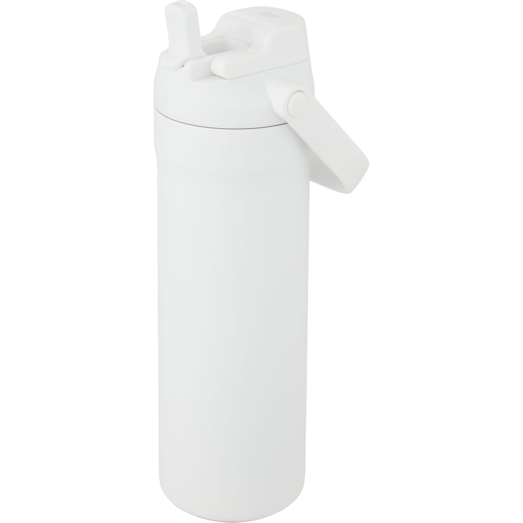 Ranier 2-in-1 Insulated Bottle with Straw and Chug Lid, 25 oz Laser Engraving - White - Left Angle