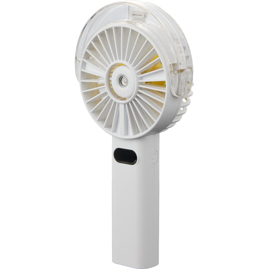 Rechargeable Misting Fan with LED Display - White - Front Left Angle